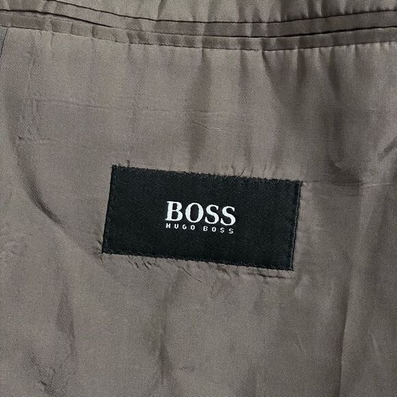 Hugo Boss‎ Mens Blazer Wool Suit Jacket Formal Padded Shoulder Brown Size 42R - Picture 4 of 9